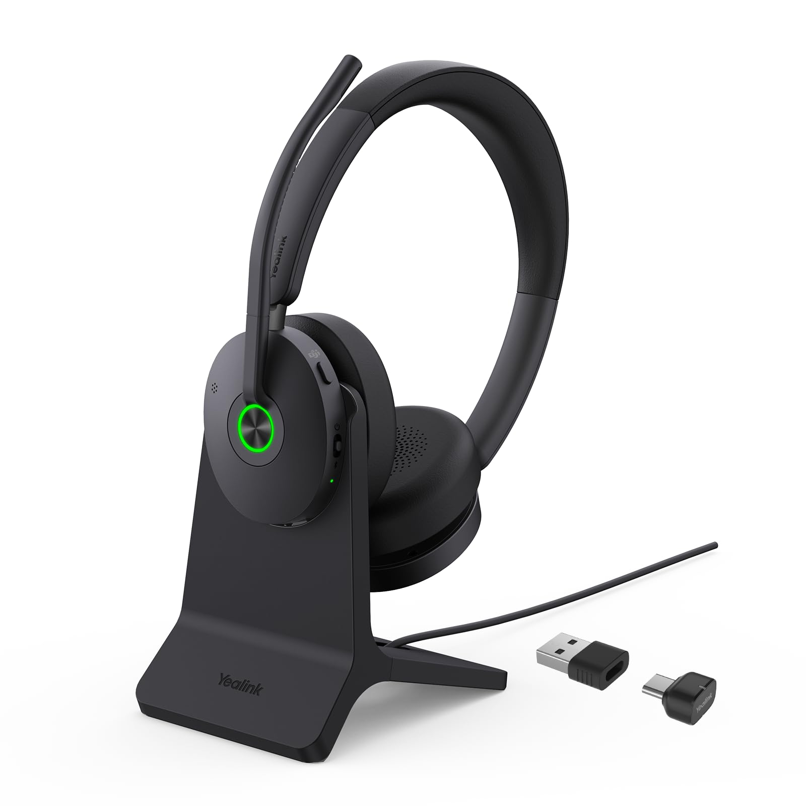 Yealink BH74 with Stand ANC Wireless Bluetooth Headset with Microphone, 6 AI Mic Noise Cancelling, On Ear Work Headsets for PC, 32H Talking Battery Life, Microsoft Teams Premium Open Office Certified