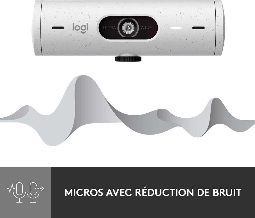 Logitech Brio 500 HD Streaming Webcam with Expo Auto, Show Mode, Dual Noise Cancelling Microphones, Privacy Flap, Compatible with Microsoft Teams, Google Meet, Zoom, USB-C Cable - White