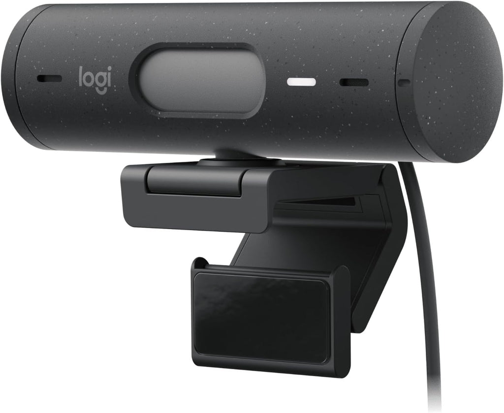 Logitech Brio 500 HD Streaming Webcam with Expo Auto, Show Mode, Dual Noise Cancelling Microphones, Privacy Flap, Compatible with Microsoft Teams, Google Meet, Zoom, USB-C Cable - Graphite