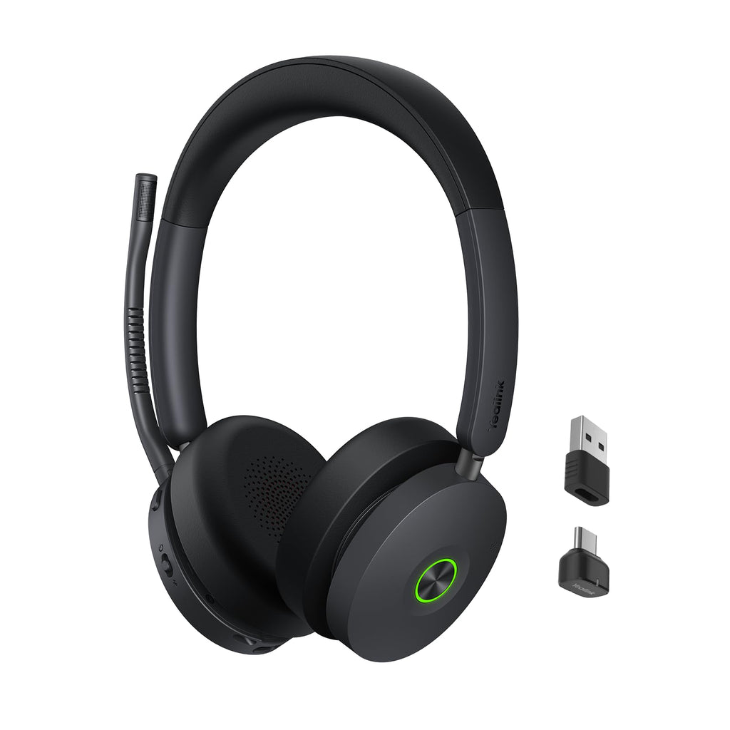 Yealink BH74 with Stand ANC Wireless Bluetooth Headset with Microphone, 6 AI Mic Noise Cancelling, On Ear Work Headsets for PC, 32H Talking Battery Life, Microsoft Teams Premium Open Office Certified