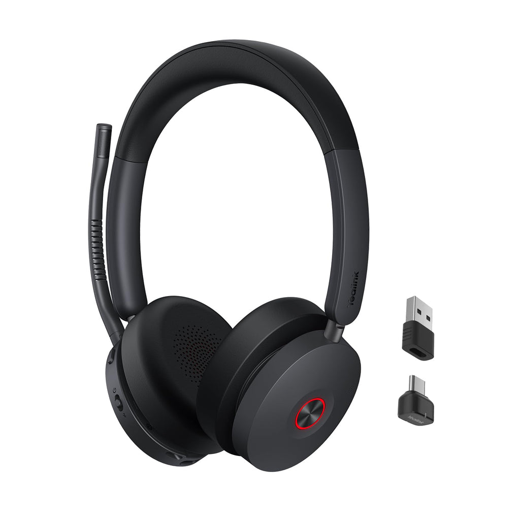Yealink BH74 with Stand ANC Wireless Bluetooth Headset with Microphone, 6 AI Mic Noise Cancelling, On Ear Work Headsets for PC, 32H Talking Battery Life, Microsoft Teams Premium Open Office Certified