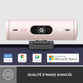 Logitech Brio 500 HD Streaming Webcam with Expo Auto, Show Mode, Dual Noise Cancelling Microphones, Privacy Flap, Compatible with Microsoft Teams, Google Meet, Zoom, USB-C Cable - Pink