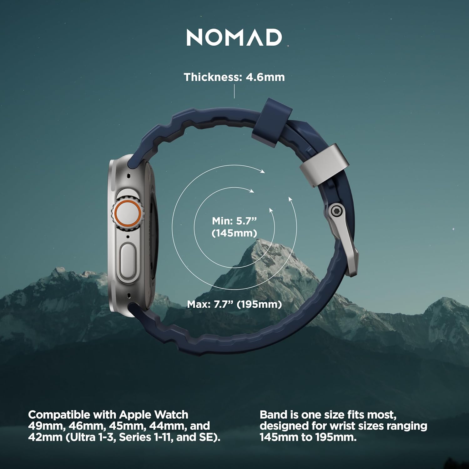 NOMAD Bracelet de sport pour Apple Watch, Rocky Point, avec ferrures en titane