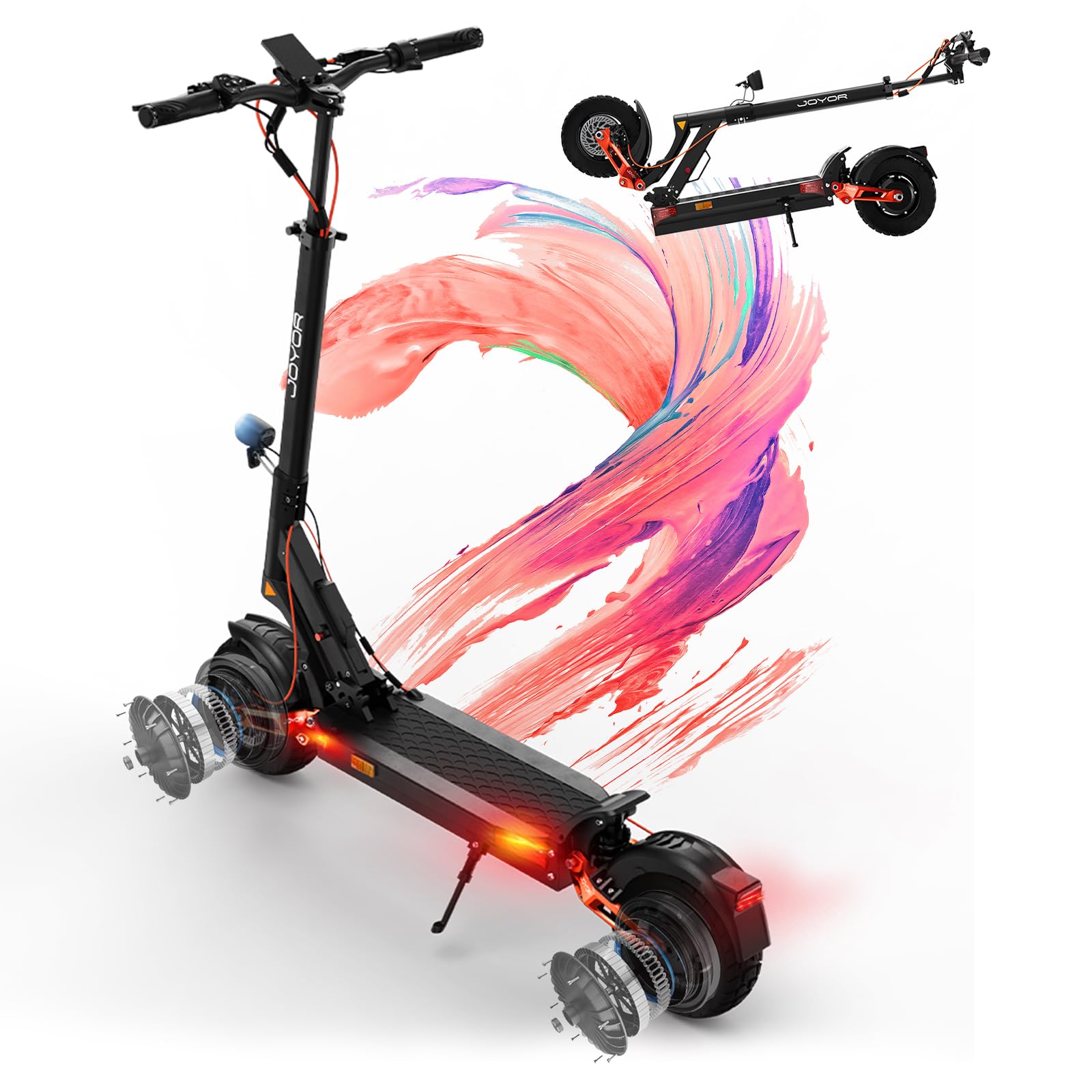 T10 Trottinette Electrique Adulte Moteur 2*(1000W) Batterie 60V 18Ah Trotinette Electrique Autonomie 70-85 KM, Amortisseur Hydraulique,Frein Hydraulique(Démarrage antivol NFC