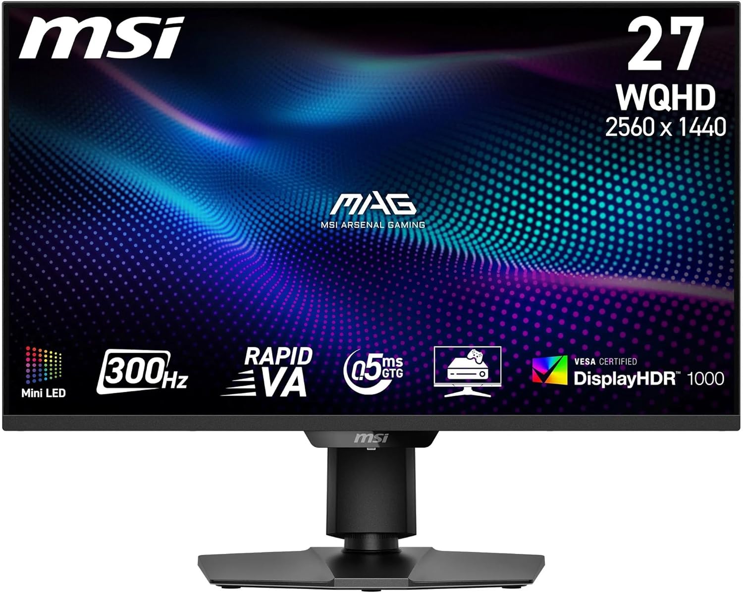 MSI MAG 274QPF X30MV écran Gaming 27 Pouces WQHD - Dalle Rapid VA Mini-LED 2560 x 1440, 300 Hz / 0,5 ms, DisplayHDR 1000, HDMI 2.1, DP 1.4a, Inclinaison/Hauteur réglables, Noir