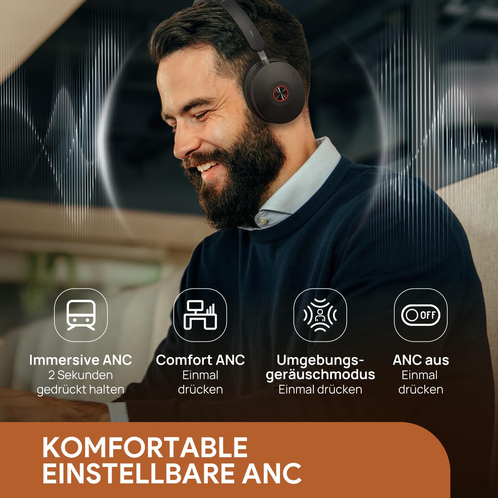 Yealink BH74 with Stand ANC Wireless Bluetooth Headset with Microphone, 6 AI Mic Noise Cancelling, On Ear Work Headsets for PC, 32H Talking Battery Life, Microsoft Teams Premium Open Office Certified