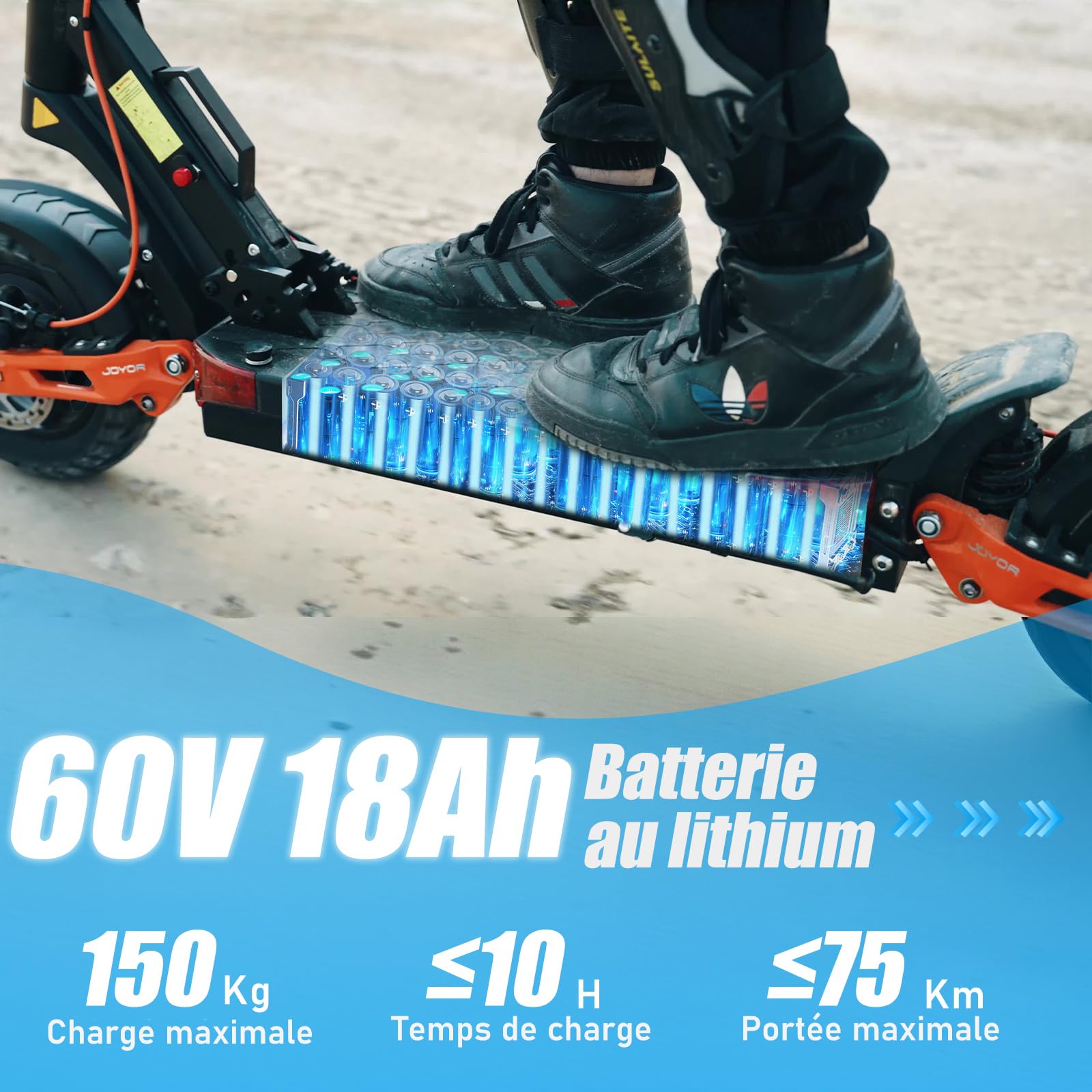 T10 Trottinette Electrique Adulte Moteur 2*(1000W) Batterie 60V 18Ah Trotinette Electrique Autonomie 70-85 KM, Amortisseur Hydraulique,Frein Hydraulique(Démarrage antivol NFC