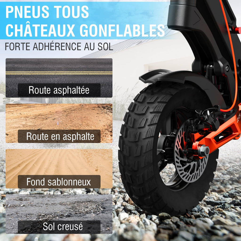 T10 Trottinette Electrique Adulte Moteur 2*(1000W) Batterie 60V 18Ah Trotinette Electrique Autonomie 70-85 KM, Amortisseur Hydraulique,Frein Hydraulique(Démarrage antivol NFC