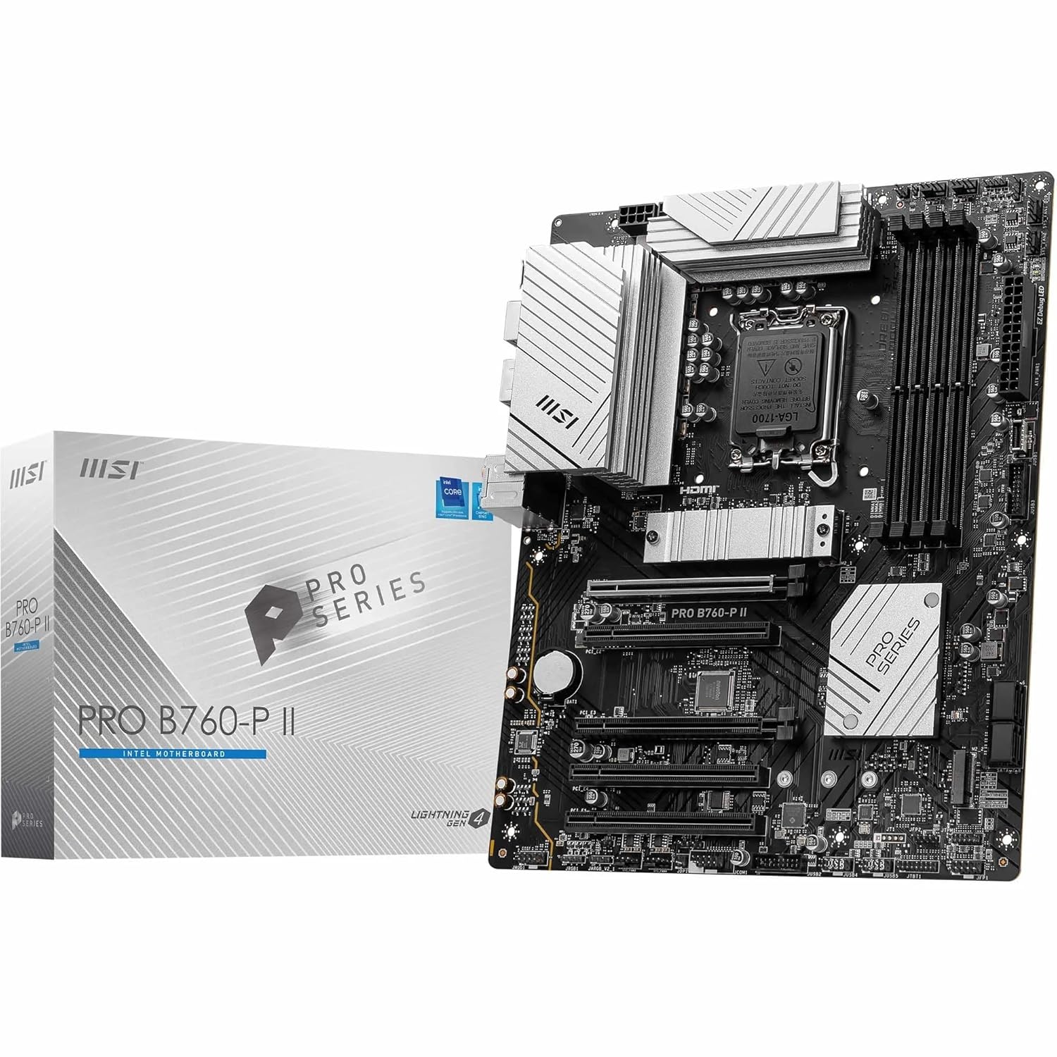 MSI Pro B760-P II Carte mère, ATX - pour Les processeurs Intel Core 14ème, 13ème et 12ème gén, LGA 1700 - DDR5 Memory Boost 7000+MHz/OC, Slots PCIe 4.0 x16, Slots M.2 Gen4, LAN 2.5G