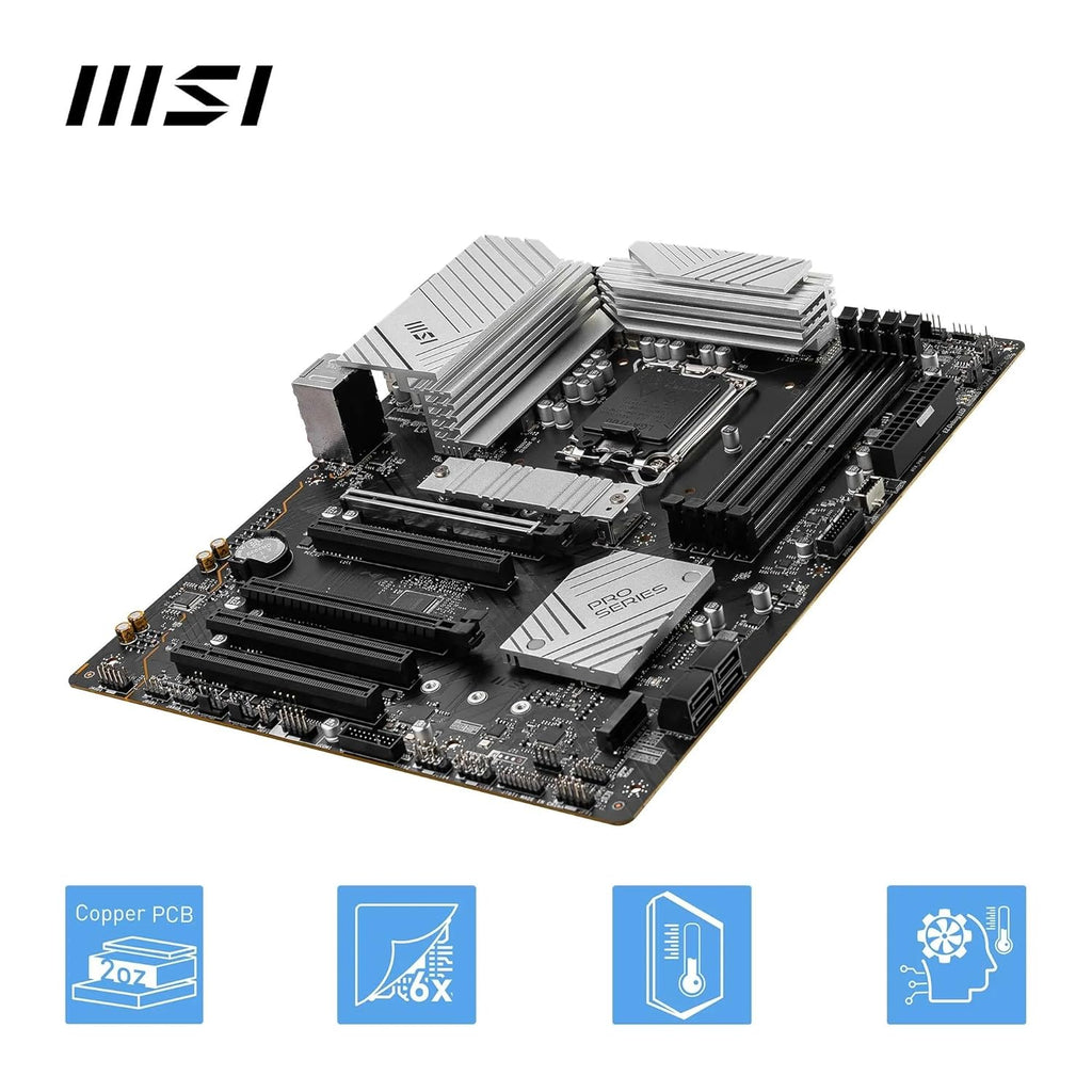 MSI Pro B760-P II Carte mère, ATX - pour Les processeurs Intel Core 14ème, 13ème et 12ème gén, LGA 1700 - DDR5 Memory Boost 7000+MHz/OC, Slots PCIe 4.0 x16, Slots M.2 Gen4, LAN 2.5G