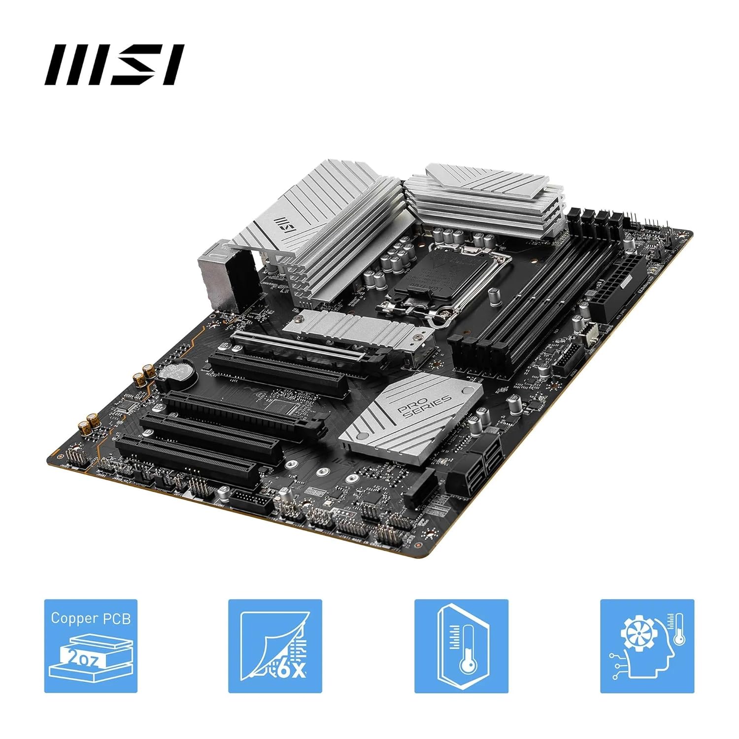 MSI Pro B760-P II Carte mère, ATX - pour Les processeurs Intel Core 14ème, 13ème et 12ème gén, LGA 1700 - DDR5 Memory Boost 7000+MHz/OC, Slots PCIe 4.0 x16, Slots M.2 Gen4, LAN 2.5G